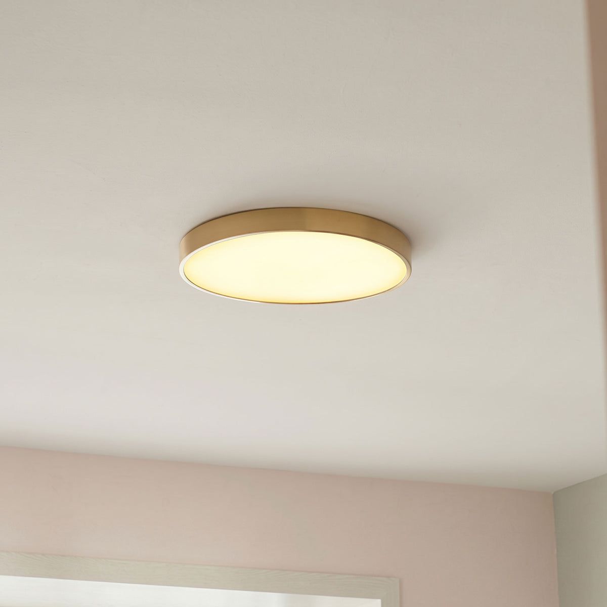 Oakhaven Flush Mount Ceiling Light brass frame detail