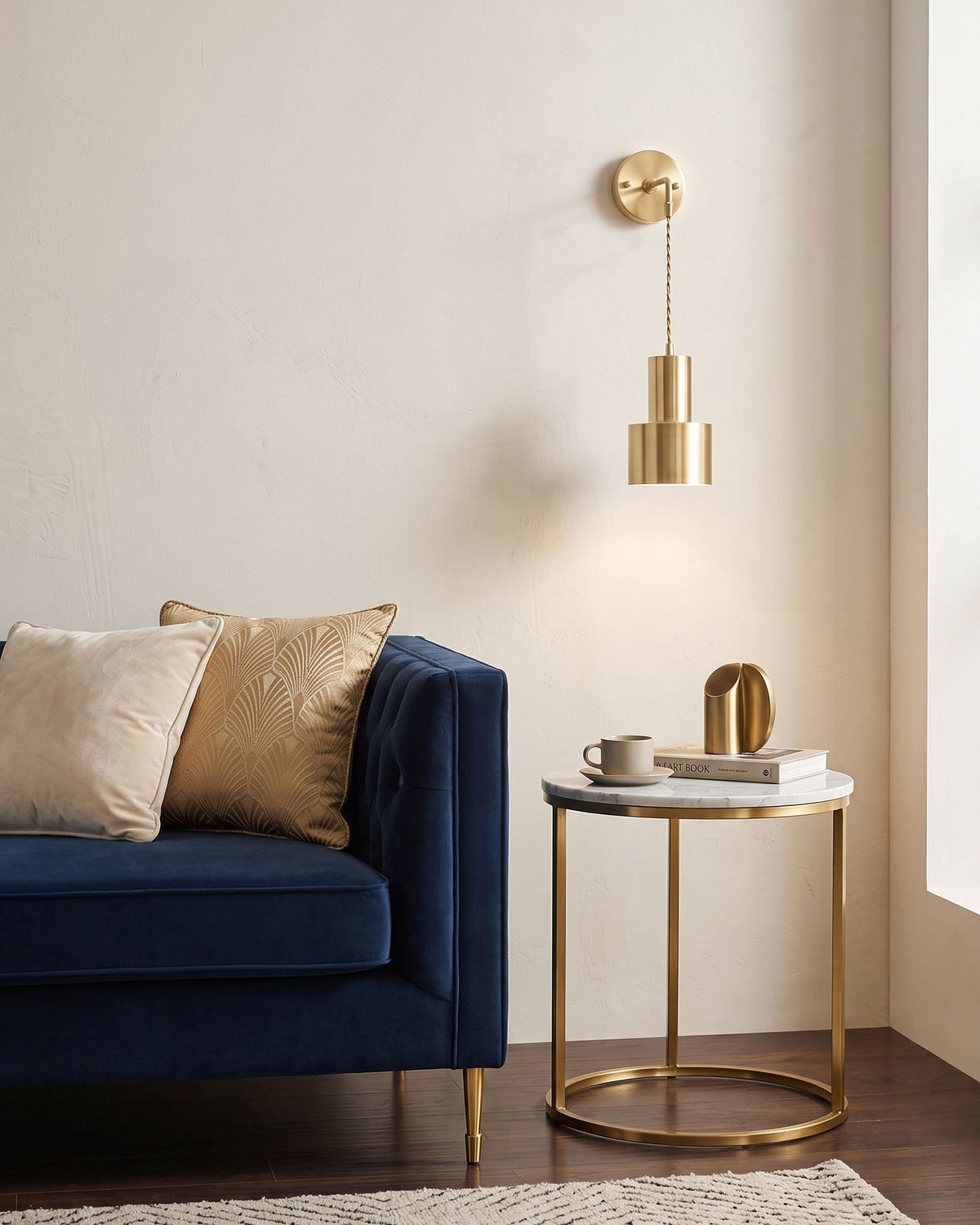 Vane Adjustable Wall Sconce beside a bed